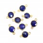 Lapis lazuli de forme ronde, 2 anneaux, serti en argent doré, 9mm x 1pc