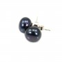 Boucles d'oreilles : perles d'eau douce grise & argent 925 9-10mm x 2pcs