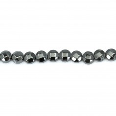Hematite, in round faceted flat shape, 4mm x 20pcs