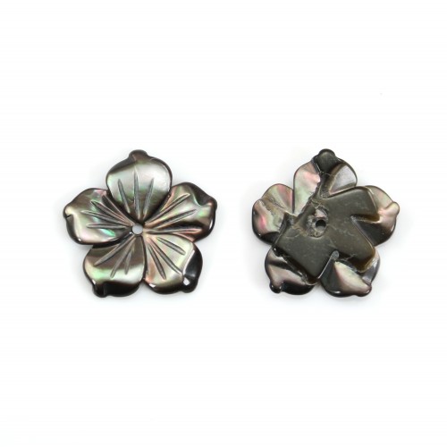 Grey mother of pearl flower shape with 5 petals 15mm x 1pc