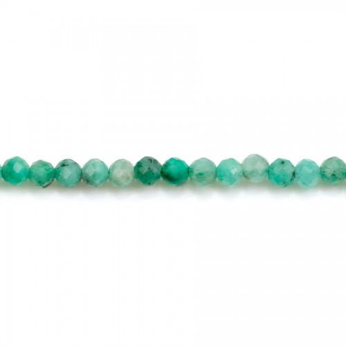 Emerald, in round faceted shape, 3mm x 39cm