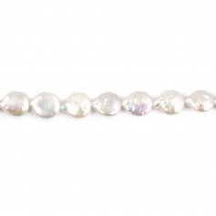 Perlas cultivadas de agua dulce, blancas, barrocas x 40cm