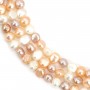 Multicolored baroque freshwater pearls on thread 6-7x8-9mm x 40cm