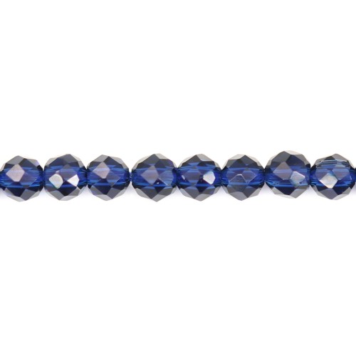 Safira azul sintética, facetada redonda, 2mm x 39cm