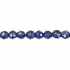 Synthetic blue sapphire, in faceted round shape, 2mm x 39cm