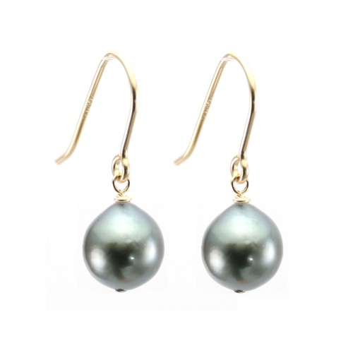 Tahitian cultured pearl earrings 8-9mm & Gold Filled x 2pcs