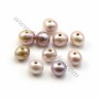 Purplish pink round freshwater pearl with large drilling 7.5-8.5mm x 1pc
