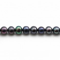 Perlas cultivadas de agua dulce, azul oscuro, semirredondas, 5-6mm x 6pcs