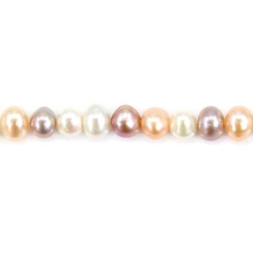 Perle coltivate d'acqua dolce, multicolori, ovali, 5,5-6 mm x 36 cm