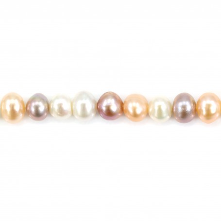 Perles de culture d'eau douce, multicolore, bouton, 6x10mm x 2pcs