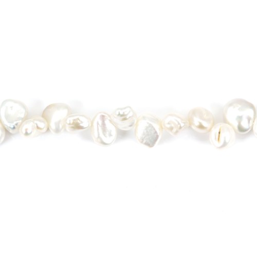 Perla coltivata d'acqua dolce, bianca, keshi, 8-10 mm x 39 cm