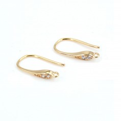 Hook earrings plated by "flash" gold on brass 2.7x16mm x 2pcs