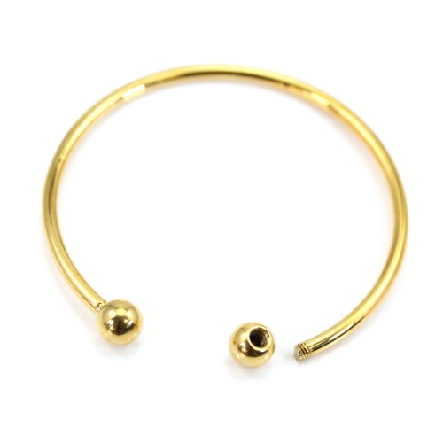Bracelet jonc pour perle semi-percée plaqué par "flash" or sur laiton 60mm x 1pc