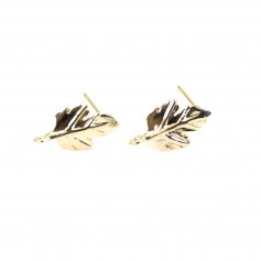 Studs leaf plated by "flash" gold on brass 8x14mm x 2pcs