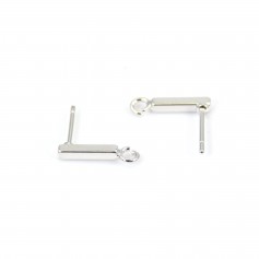 Pins tube-shaped earrings 2x14mm, silver plated on brass x 2pcs