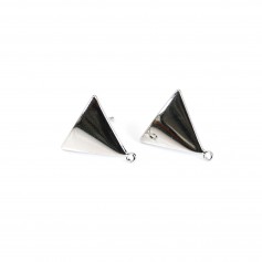 Ear studs in the shape of a triangle 13x13.5mm, plated by "flash" gold on brass x 2pcs