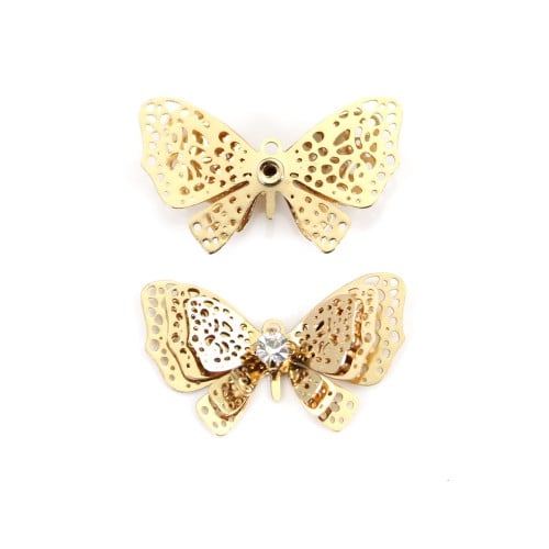 Schmetterlings-Break mit Zirkonia plattiert durch "flash" Gold auf Messing 12x20mm x 4pcs