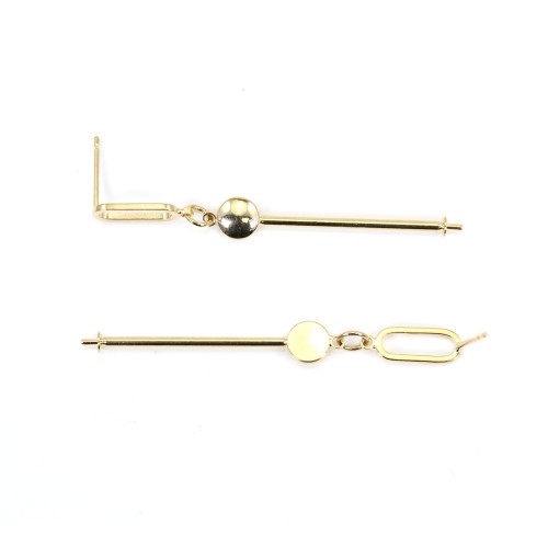 Ear stud for half-drilled pearl, plated with "flash" gold on brass x 2pcs