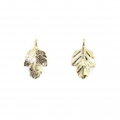 Leaf charm plated by "flash" gold on brass 8.2x14mm x 5pcs