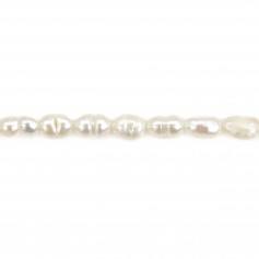Freshwater cultured pearl, white, olive/irregular 2.5-3mm x 35cm