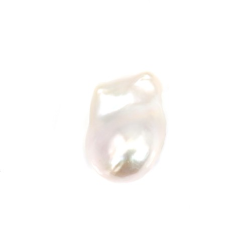 Perla cultivada de agua dulce, semiperforada, blanca, barroca 15mm x 1ud