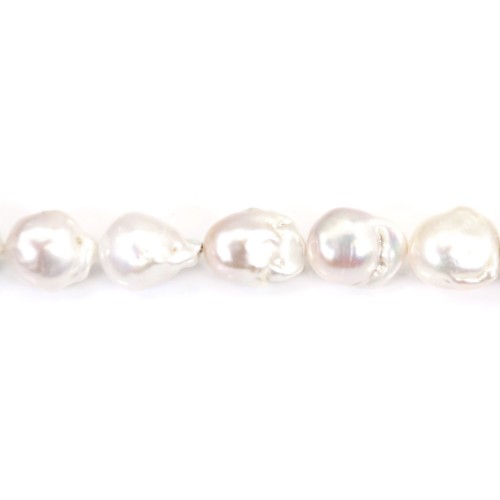 Perla cultivada de agua dulce, blanca, barroca, 15-16mm, A x 38cm