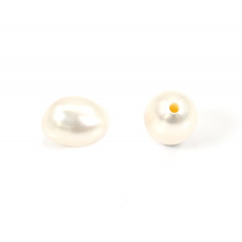 Perle de culture d'eau douce, blanche, olive, 8-9mm x 1pc