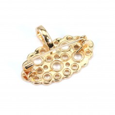 Gold "flash" plated embroidery pendant brooch x 1pc