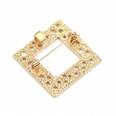 Broche pendentif carré dorée 34mm x 1pc