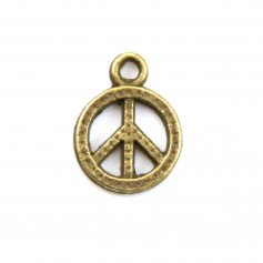 Peace & Love Bronze Charm 8.5mm x 4pcs