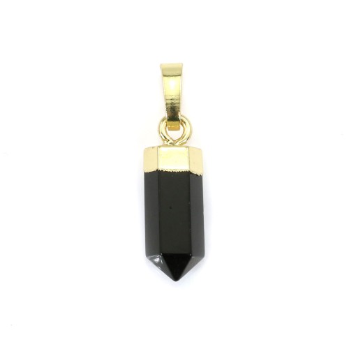 Pendentif Onyx noir pointe - doré - 6x16mm x 1pc