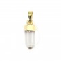 Cristal de Roche pointe pendant - Gilded with fine gold - 6x16mm x 1pc