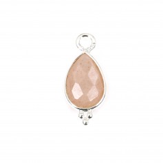 Orange Moonstone charm faceted drop set in 925 silver 7x15mm x 1pc