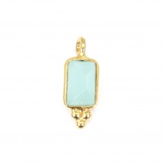 Rectangle Chalcedony charm set in 925 sterling silver gilded 5x13mm x 1pc