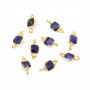 Charm Gemstone color tinted Sapphire square faceted set silver 925 gold plated 5x11mm x 1pc