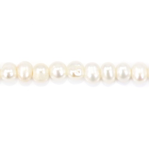 Perlas cultivadas de agua dulce, blancas, ovaladas/regulares, 3-4mm x 38cm