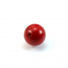 Sea bamboo red, half drilled, round 8mm x 1pc