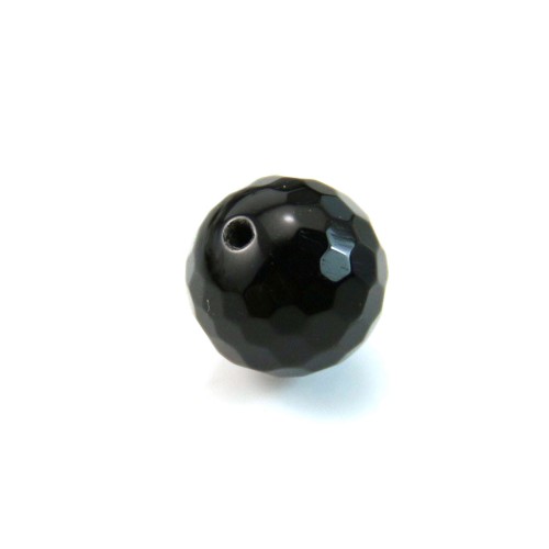 Ágata preta, semi-perfurada de um lado, facetada redonda 10mm x 2pcs
