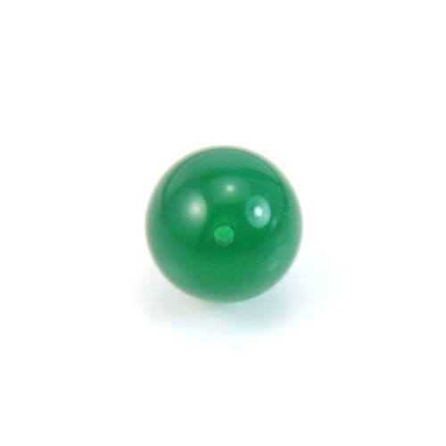 Green agate, half drilled, round 6mm x 2pcs
