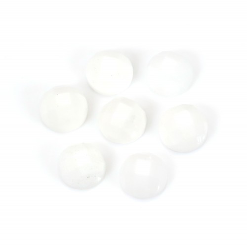 Agata bianca sfaccettata rotonda cabochon 6 mm x 1 pz