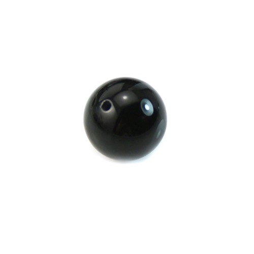 Ágata preta, semi-perfurada de um lado, redonda 10mm x 2pcs