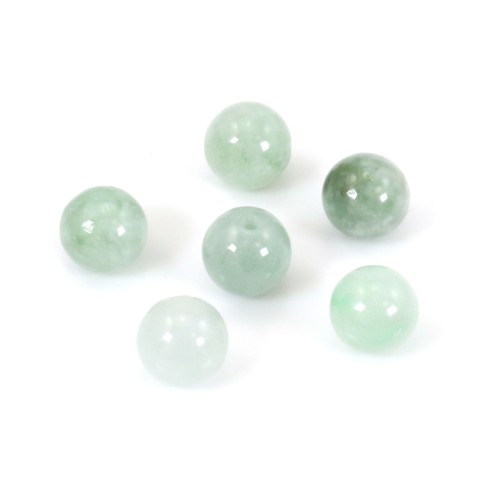 Jade nature semi-pierced round 8mm x 2pcs