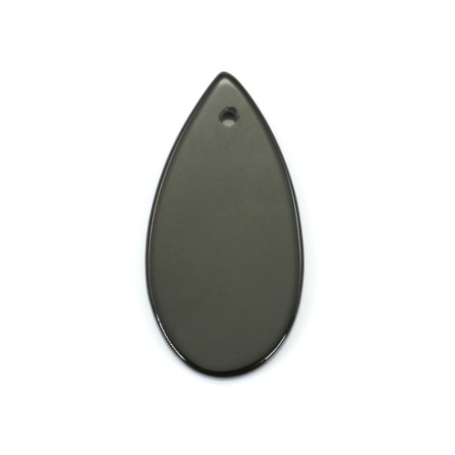 Pendentif agate noir goutte plate 15x30mm x 1pc