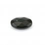 Pendant black agate faceted oval 10x14mm x 1pc