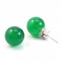 Boucles d'oreilles : agate vert ronde argent 925 10mm x 2pcs 