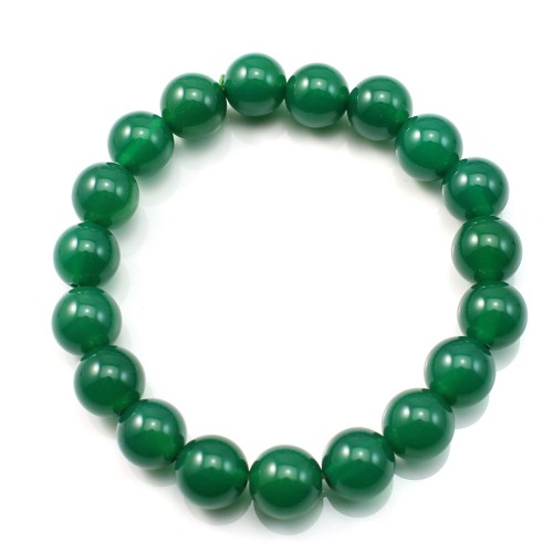 Bracelet agate vert ronde 10mm