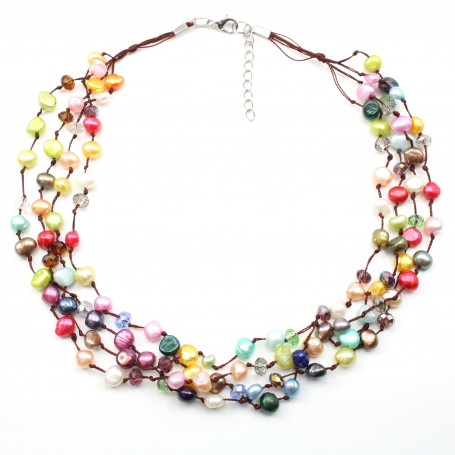 Freshwater Pearl multicolor necklace 4rangs