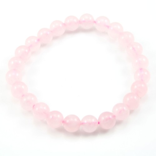 Bracelet Saliy Pink Quartz Round Ball 8 MM