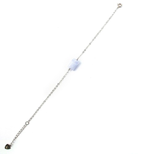 Chalcedon Rechteck Armband - 925er Silber rhodiniert x 1St