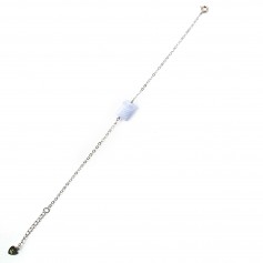 Chalcedon Rechteck Armband - 925er Silber rhodiniert x 1St